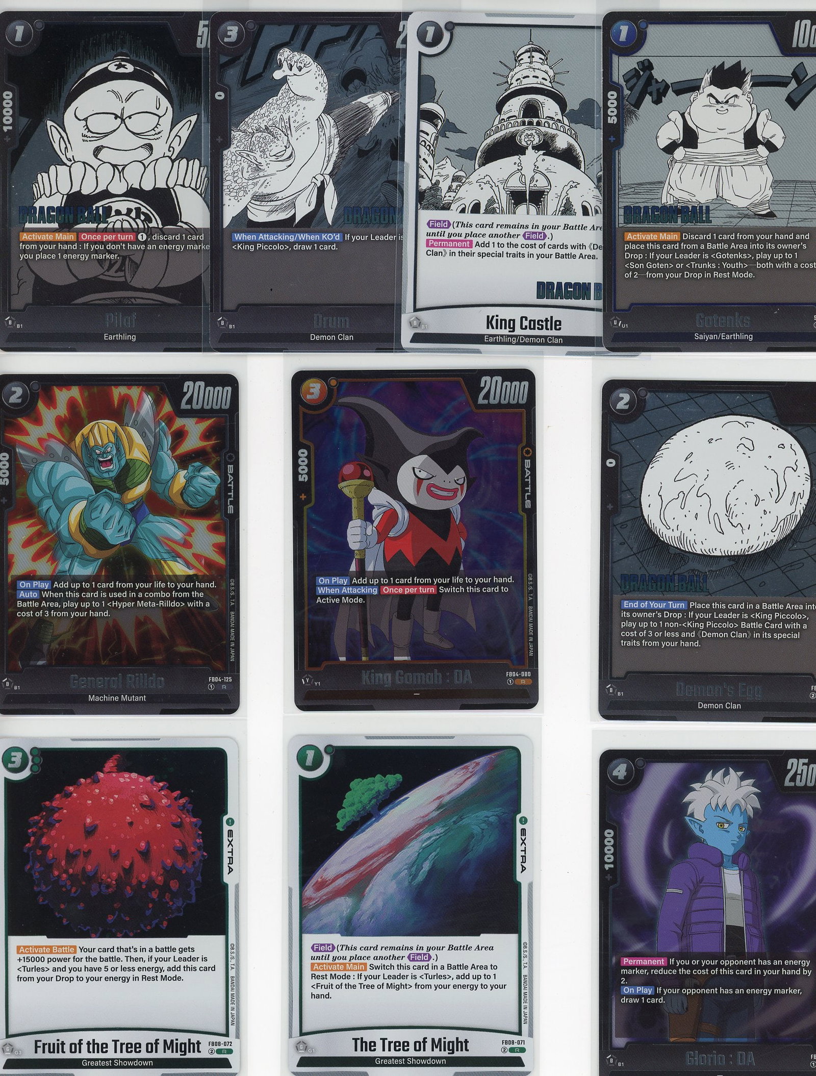 Lot of 10 Dragon Ball Z Foil Cards - Bandai TCG: This lot contains 10 Dragon Ball Z foil cards from the Bandai Trading Card Game. The collection features a mix of iconic characters and locations from the Dragon Ball Z universe, including cards from