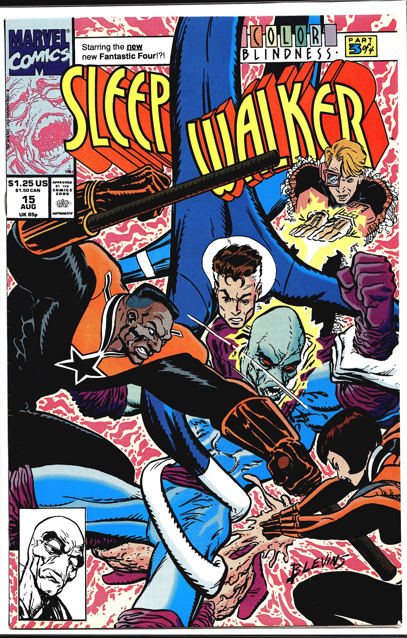 1992 Marvel Comics Sleepwalker #15 Comic Book: Sleepwalker #15 published by Marvel Comics, cover dated August 1992, priced at $1.25 US / $1.50 CAN / 85p UK. This issue is Part 3 of 4 of the 'Color Blindness' story arc and features a banner promoti