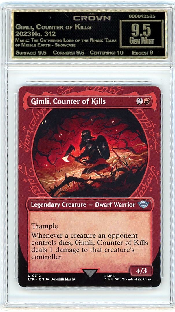 2023 Gimli, Counter of Kills Magic: The: Graded by Crown Grading. Grade: 9.50. Gem Mint