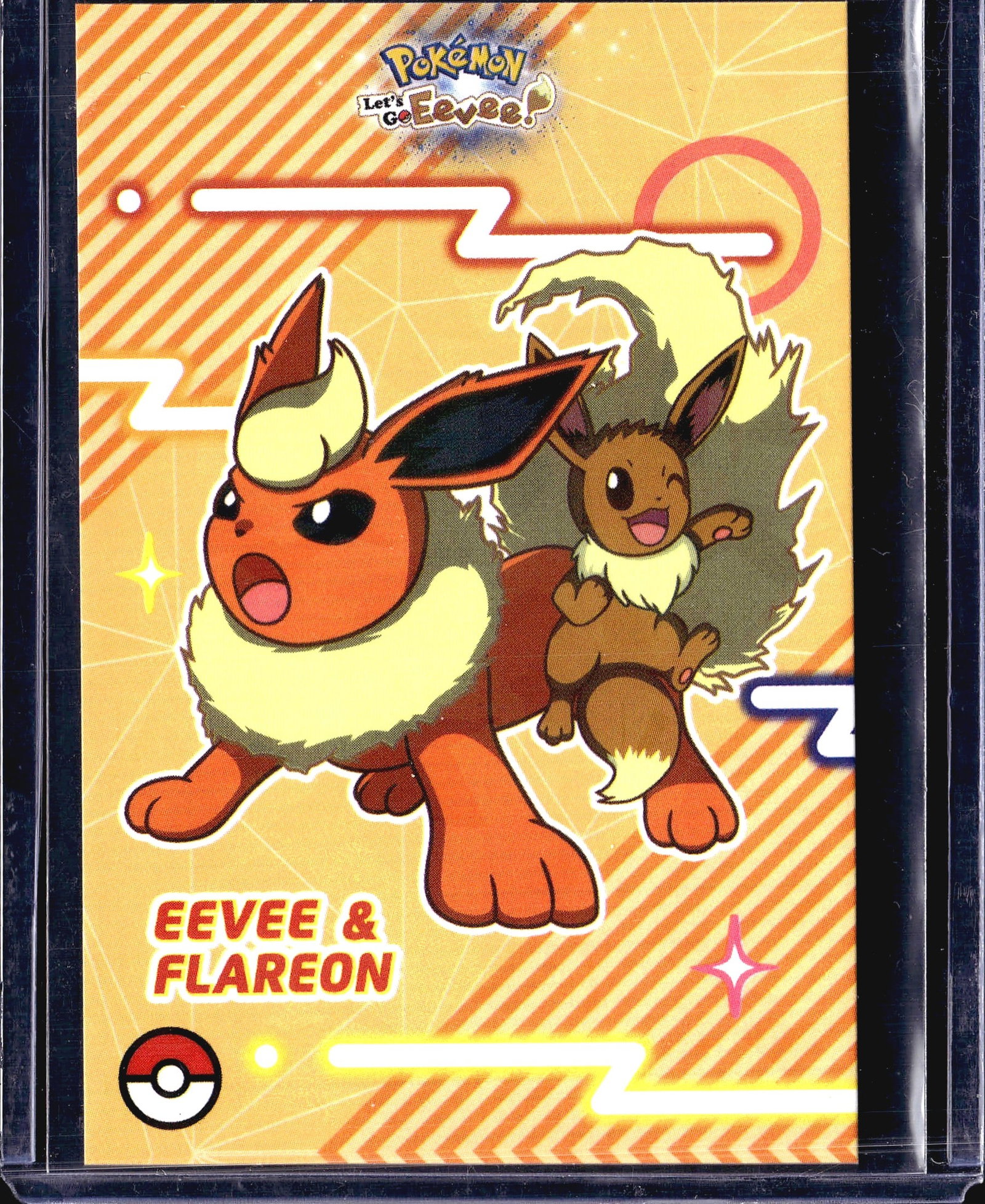 Pokemon Let's Go Eevee Single Card TCG Trading: This is a raw, Pokemon single card from the Let's Go Eevee product line. The card features prominent Pokemon artwork in a standard TCG layout with vibrant orange and yellow tones. The image shows