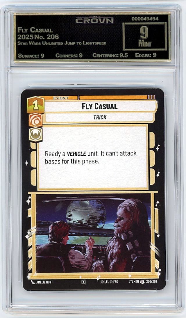 2025 Fly Casual Star Wars Unlimited Jump to: Graded by Crown Grading. Grade: 9.00. Mint