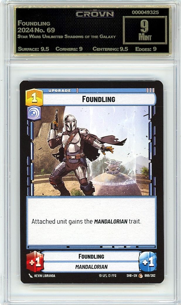 2024 Foundling Star Wars Unlimited Shadows of: Graded by Crown Grading. Grade: 9.00. Mint