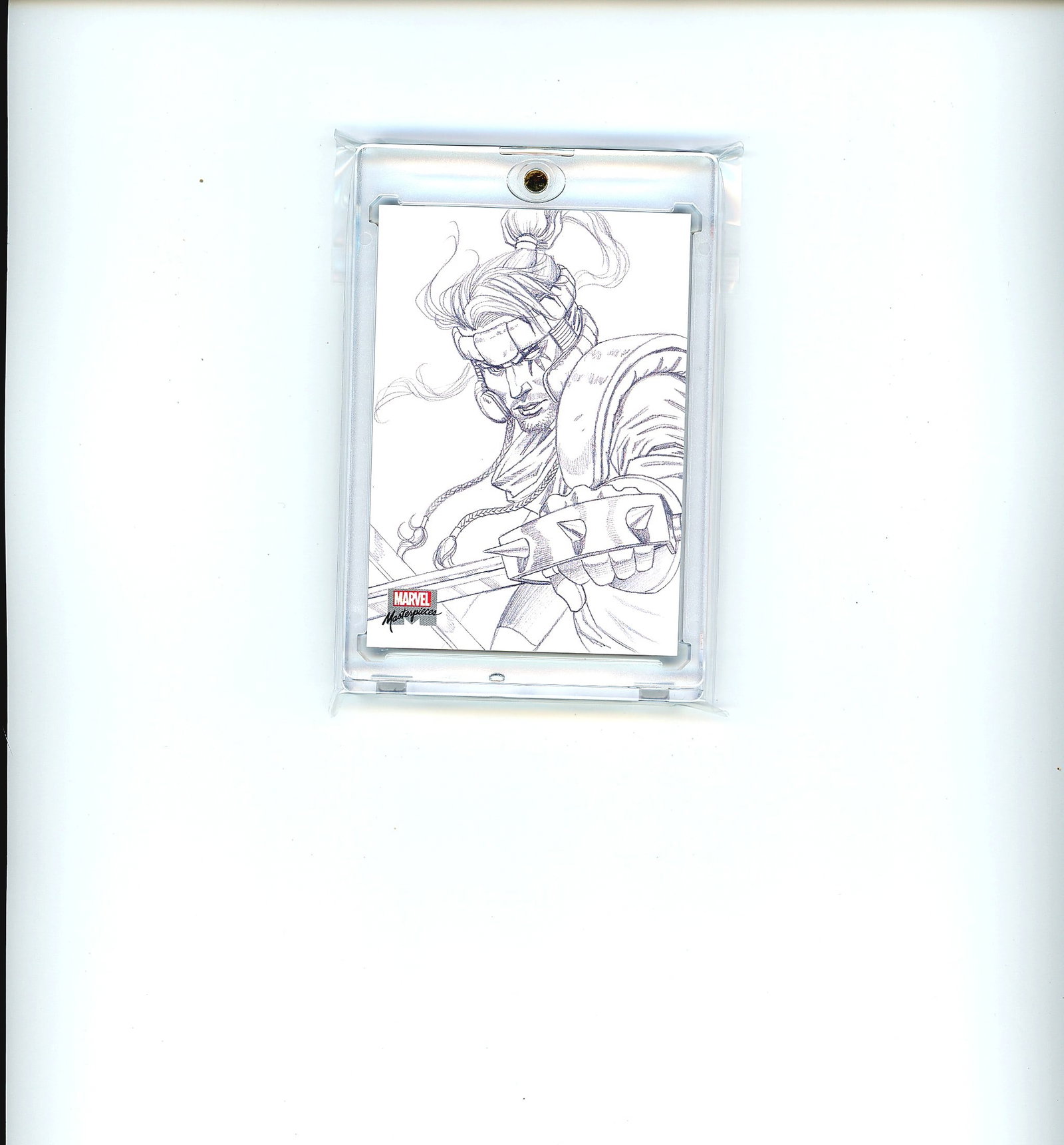 2022 Upper Deck Marvel Masterpieces AP-49: This is card AP-49 from the 2022 SkyBox Marvel Masterpieces set, featuring a Preliminary Art sketch of Shatterstar by artist Dan dos Santos. The front displays a detailed pencil sketch of Shatterstar 
