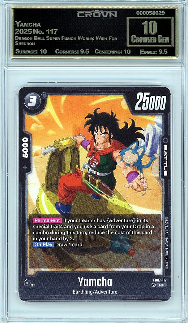 Yamcha 2025 Dragon Ball Super Fusion World Wish: This is a Yamcha card from the 2025 Dragon Ball Super Fusion World: Wish For Shenron set, card number 117. It represents a key character card from one of the most popular Dragon Ball TCG releases,