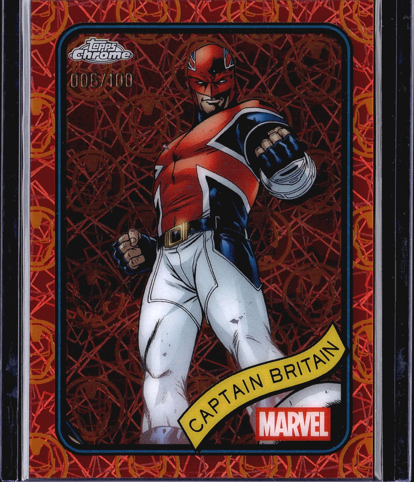 2025 Topps Chrome Marvel Captain Britain #151: This is card #151 from the 2025 Topps Chrome Marvel set, featuring Captain Britain (Brian Braddock), the UK's premiere superhero and guardian of the Omniverse. The card showcases Captain Britain in hi