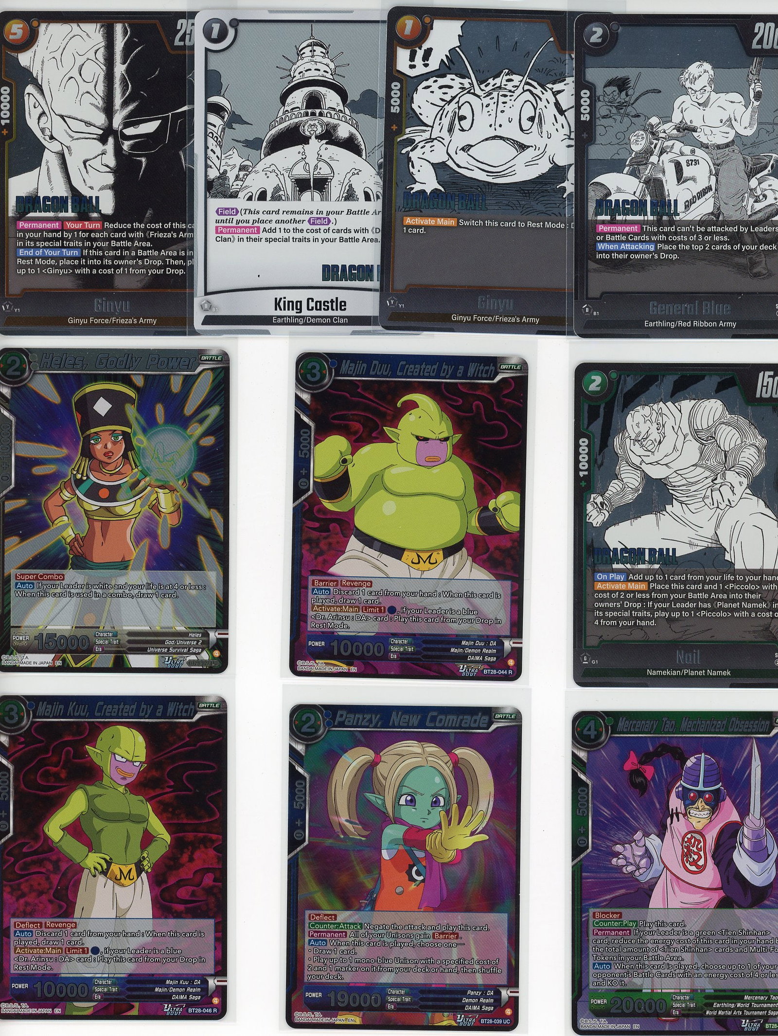 Lot of 10 Dragon Ball Z Foil Cards - Ginyu: This lot contains 10 Dragon Ball Z foil cards featuring characters and locations from the iconic anime and manga series. The collection includes cards such as Ginyu from the Ginyu Force/Frieza's