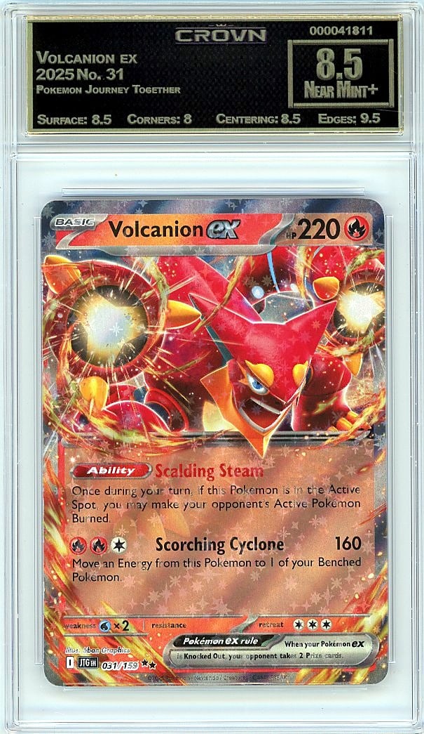 2025 Volcanion ex Pokemon Journey Together #31: Graded by Crown Grading. Grade: 8.50. Near Mint+