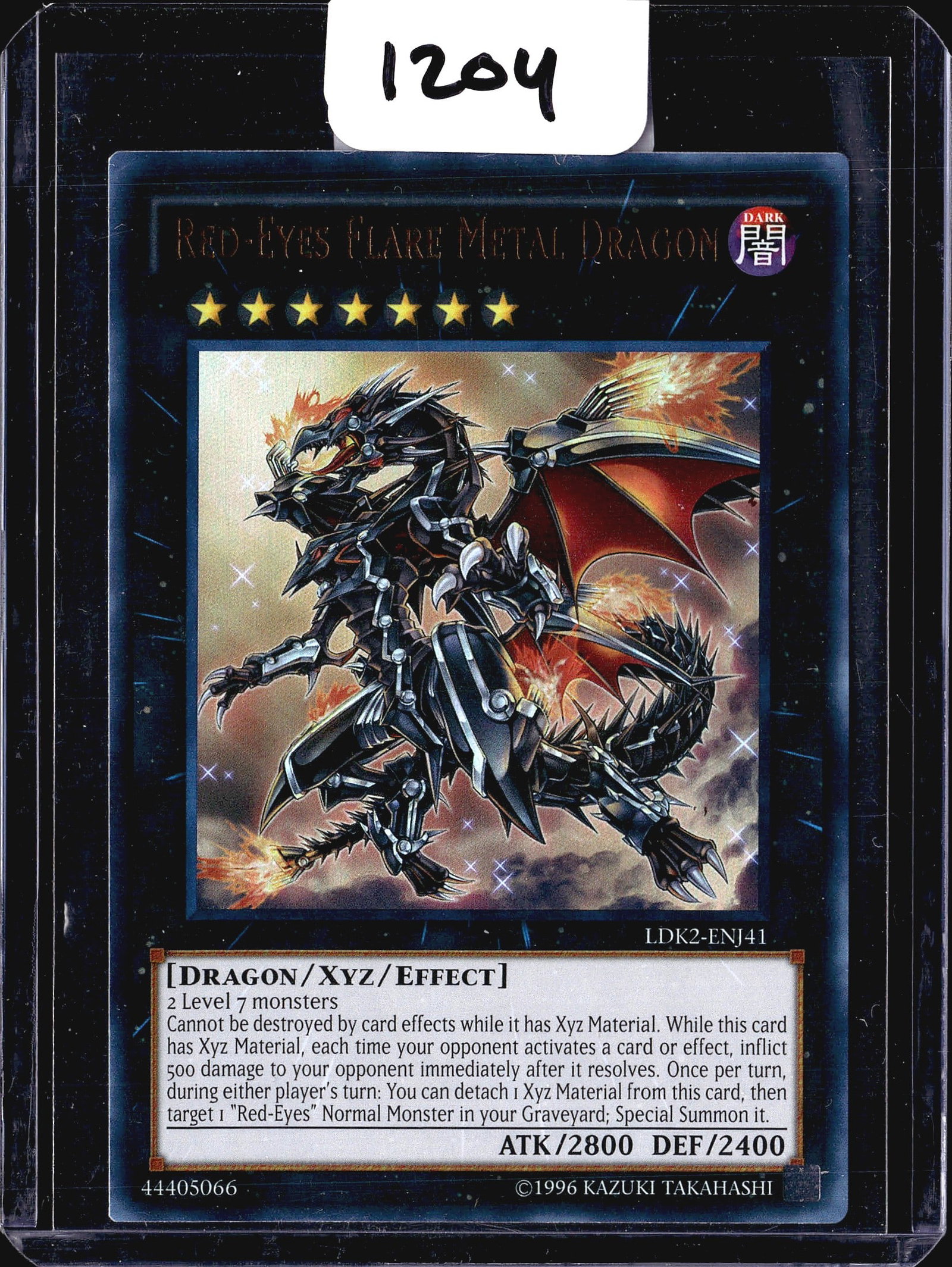 2020 Konami Yu-Gi-Oh Red-Eyes Flare Metal Dragon: This is a Red-Eyes Flare Metal Dragon card from the 2020 Konami Yu-Gi-Oh Legendary Decks II set, card number LDK2-ENJ41. The card is offered in raw, ungraded condition. Red-Eyes Flare Metal Dragon is 