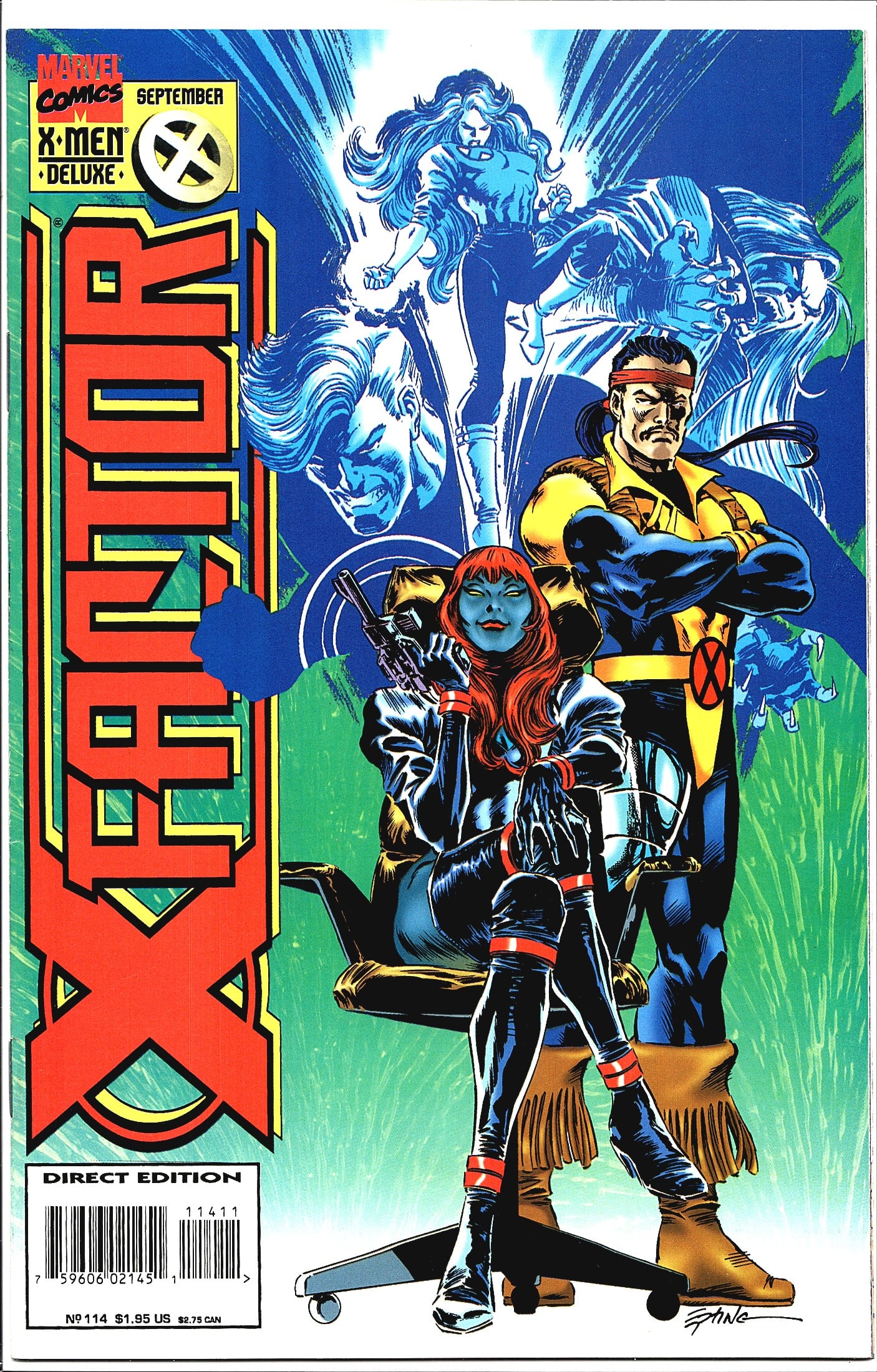 X-Factor #114 Marvel Comics 1995 X-Men Deluxe: X-Factor #114 published by Marvel Comics, cover dated September 1995, part of the X-Men Deluxe line. This direct edition issue features a dynamic cover showcasing Mystique prominently in the foregroun