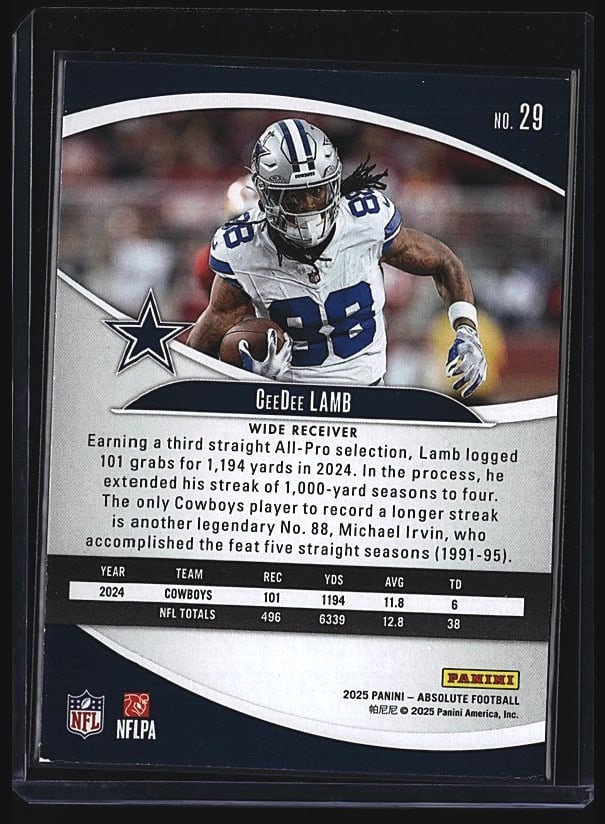 2025 Panini Absolute CeeDee Lamb #29 Dallas - 2