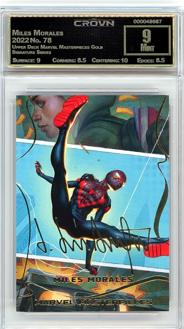 2022 Miles Morales Upper Deck Marvel: Graded by Crown Grading. Grade: 9.00. Mint