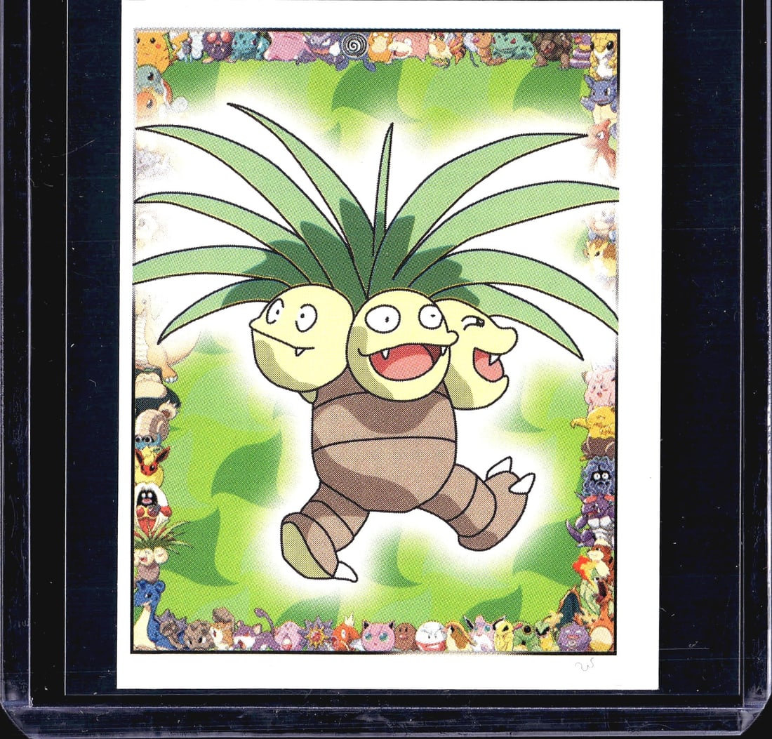 1999 Topps Merlin Pokemon Series 1 Card #103: This is sticker #103 from the 1999 Merlin Collections Pokemon sticker series, an officially licensed Nintendo product. The front features Exeggutor - the multi-headed Grass/Psychic-type Pokemon -