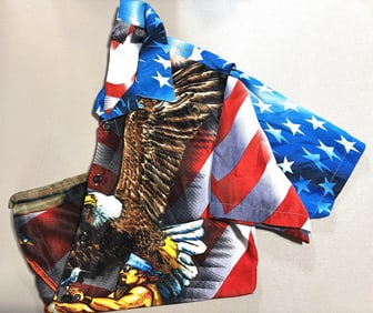 American Flag Bald Eagle Patriotic USA Button-Up