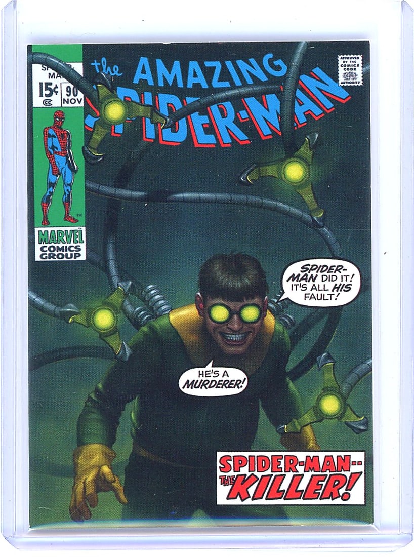 2022 Upper Deck Marvel Masterpieces SkyBox #37: This is card #37 from the 2022 Marvel Masterpieces SkyBox trading card set published by Upper Deck. The front features artwork by Dan dos Santos depicting a photorealistic reimagining of the Amazing S