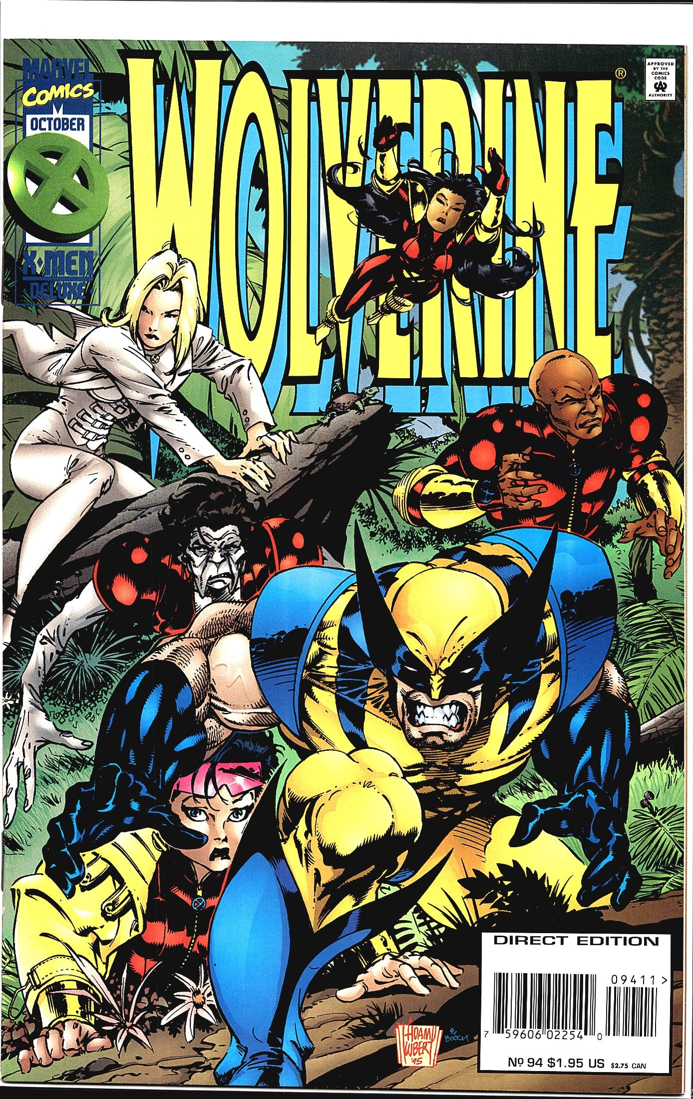 Wolverine #94 Marvel Comics October 1995 X-Men: Wolverine #94 published by Marvel Comics, cover dated October 1995. This is the Direct Edition of the X-Men Deluxe line, priced at $1.95 US / $2.75 CAN. The cover art, signed by Hama and Kubert
