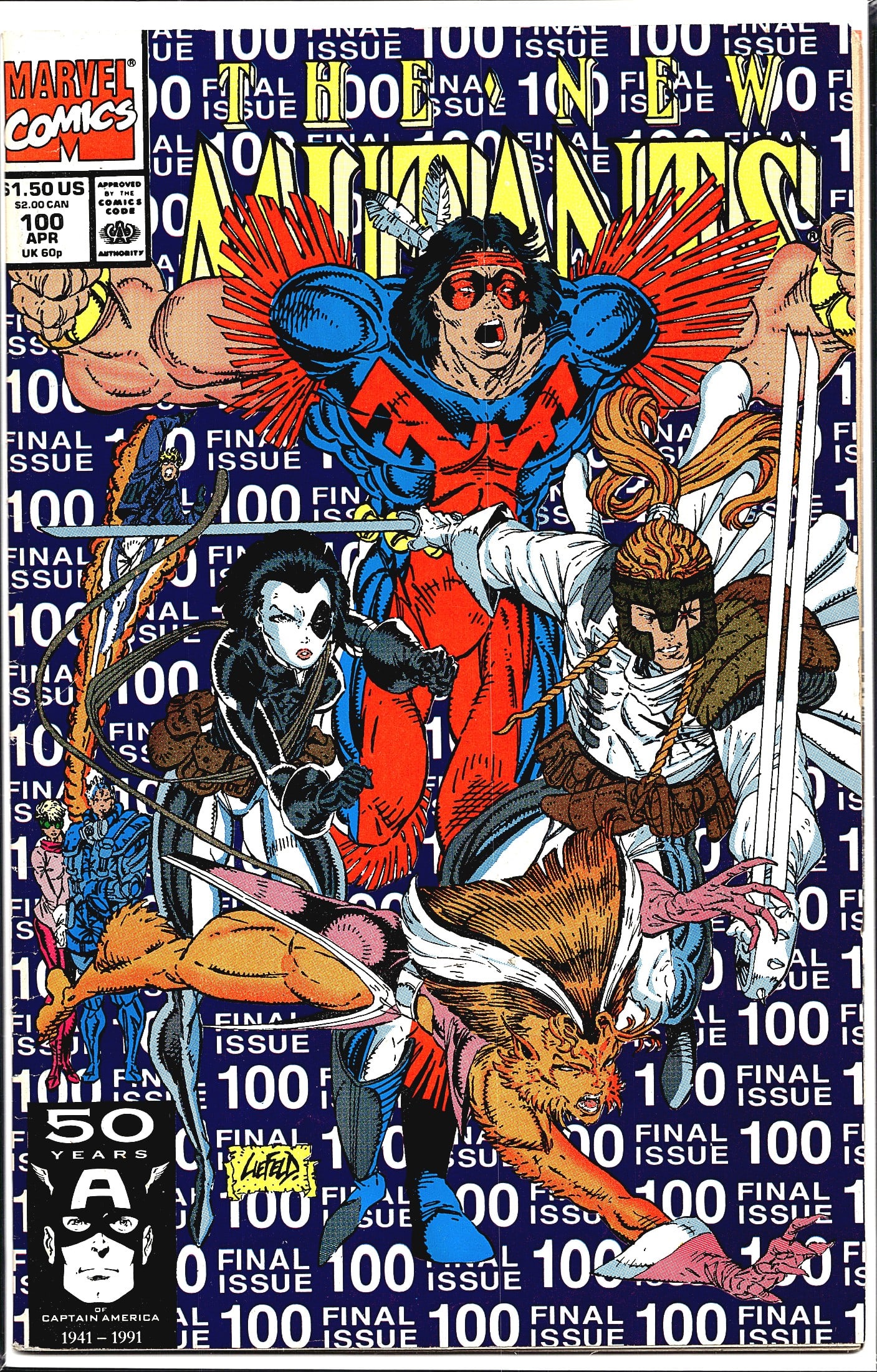 1991 Marvel The New Mutants #100 1st X-Force: This is The New Mutants #100, published by Marvel Comics in April 1991, and prominently marked as the Final Issue of the series. The cover art is by Rob Liefeld, whose signature appears on the cover. 
