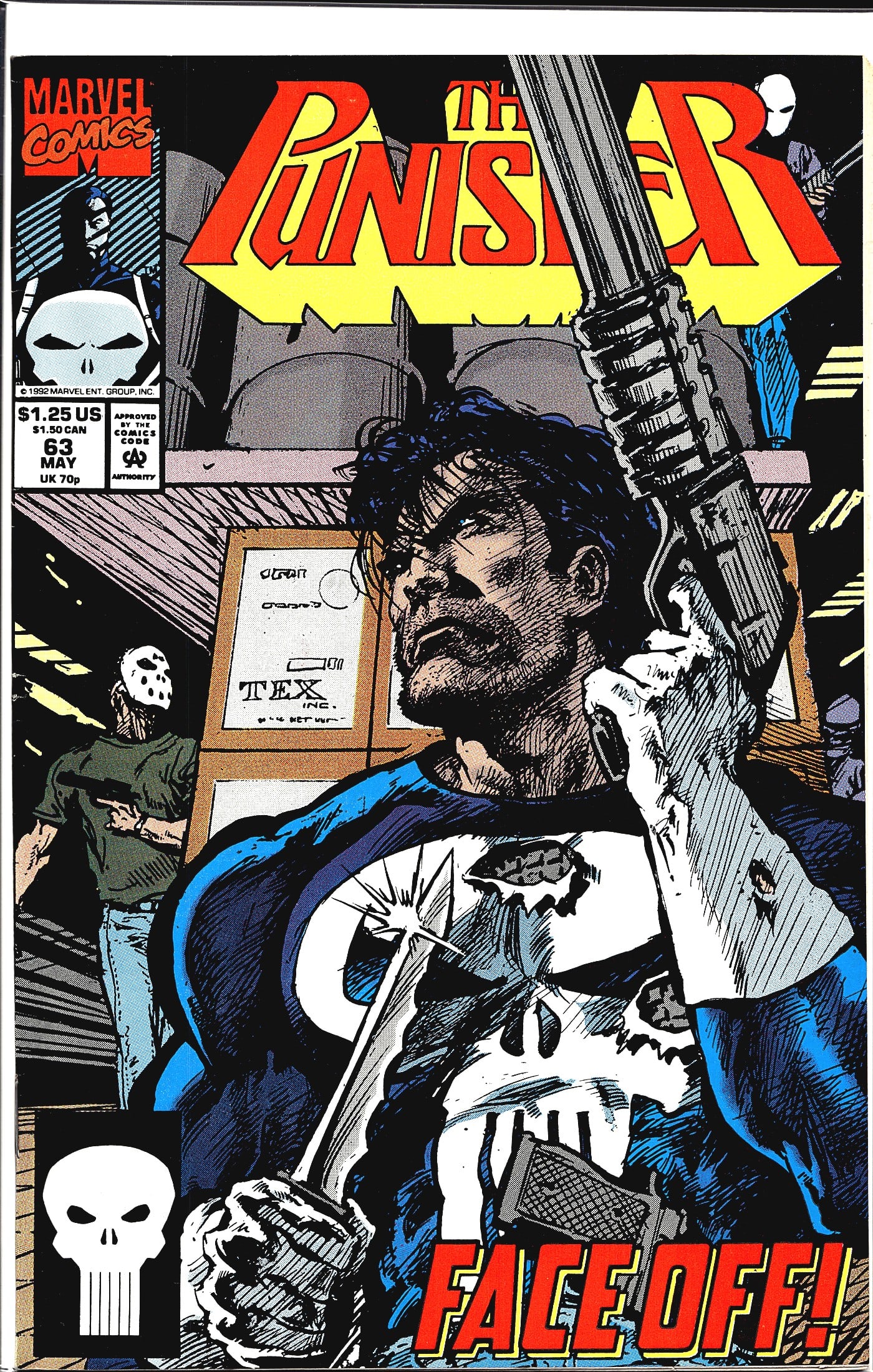 1992 Marvel The Punisher 2nd Series #63 Comic: This is issue #63 of Marvel Comics' The Punisher, cover-dated May 1992, priced at $1.25 US / $1.50 CAN / 70p UK. The cover features the iconic Frank Castle in his signature skull-emblazoned costume,