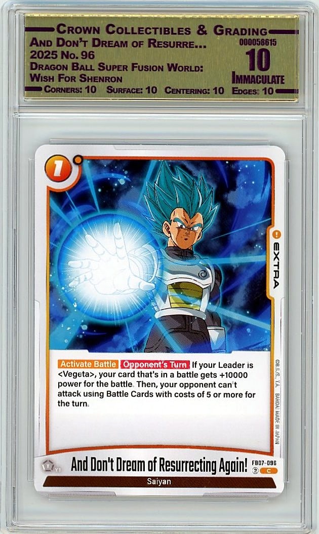 2025 Dragon Ball Super Fusion World Wish For: This is a 2025 Dragon Ball Super Fusion World: Wish For Shenron card #96 featuring And Don't Dream of Resurre.... This card represents a key collectible from the Wish For Shenron set during Dragon Bal