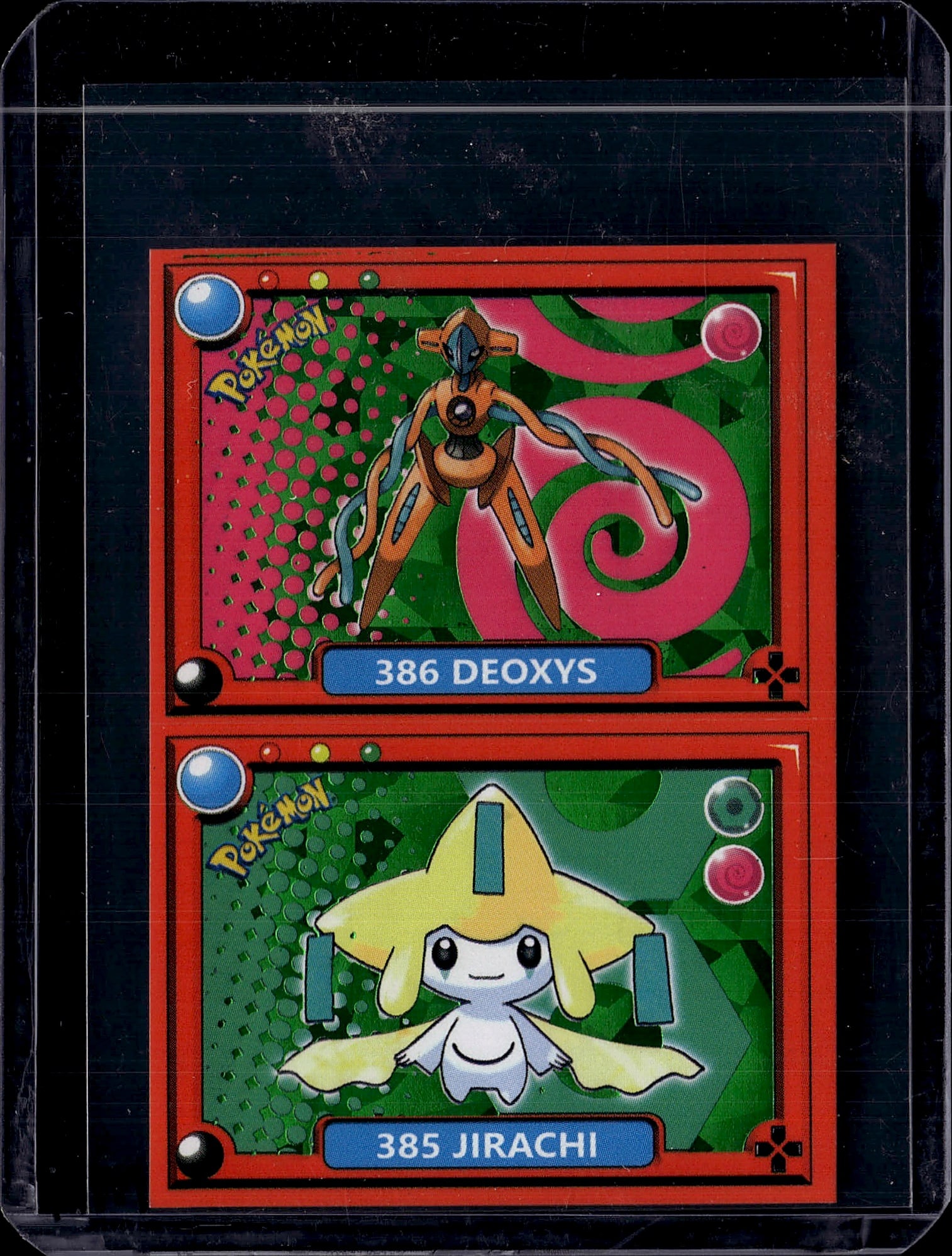 2005 EX Deoxys Jirachi Deoxys Pokemon Card Set: A raw card lot from the Pokemon EX Deoxys set (released February 2005), the 8th expansion in the EX Ruby & Sapphire Series. Jirachi appears as card #9/107 (Holo Rare) and Deoxys appears in multiple
