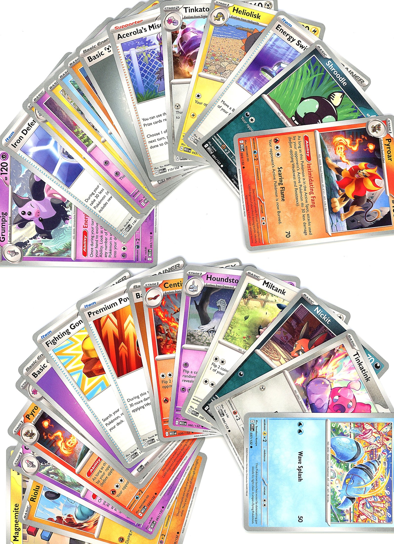 50+ Modern Pokemon Non-Holo Trading Cards Lot TCG: This lot contains 50+ modern Pokemon trading cards featuring non-holographic finishes. The collection includes various character cards and trainer cards from recent sets, photographed as displayed.