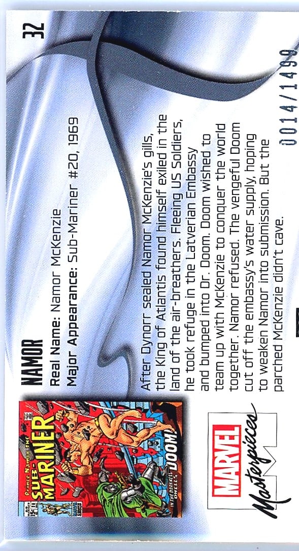 2022 Upper Deck Marvel Masterpieces Namor #32 - 2