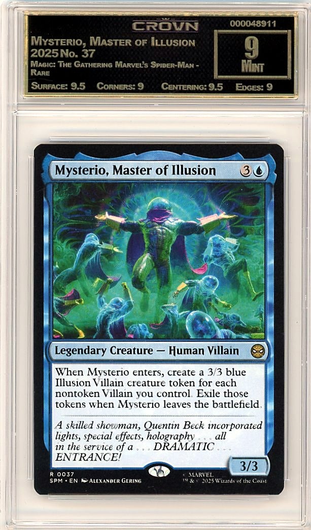 2025 Mysterio, Master of Illusion Magic: The: Graded by Crown Grading. Grade: 9.00. Mint