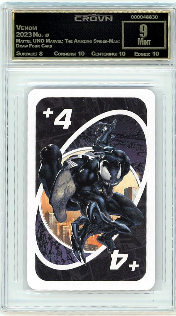2023 Venom Mattel UNO Marvel: The Amazing: Graded by Crown Grading. Grade: 9.00. Mint