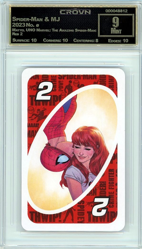 2023 Spider-Man & MJ Mattel UNO Marvel: The: Graded by Crown Grading. Grade: 9.00. Mint