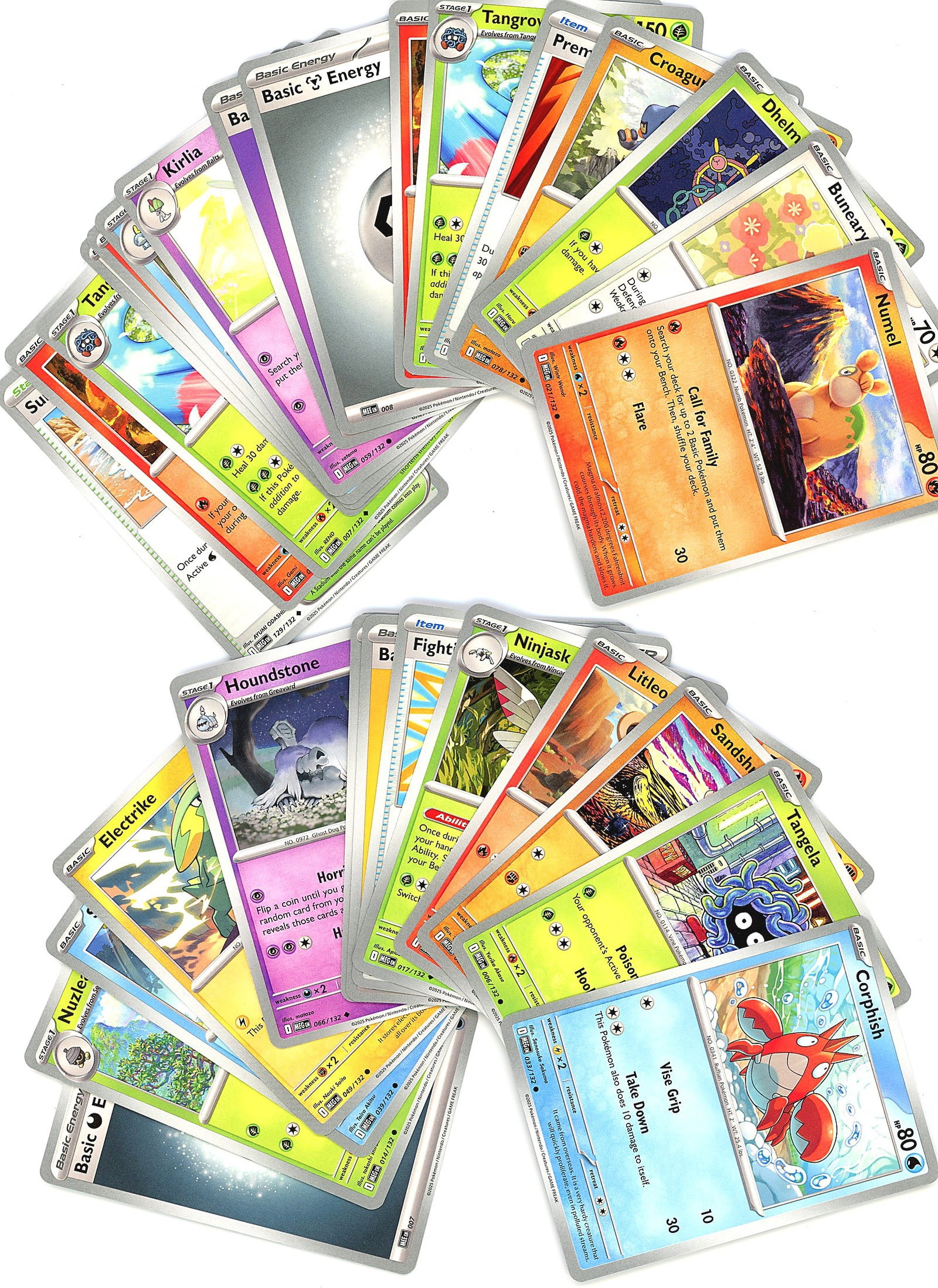Large Lot Modern Pokemon Non-Holo Trading Cards: This lot contains approximately 30-40 modern-era Pokemon trading cards with non-holographic finishes. The collection includes a mix of Pokemon characters and supporter cards across multiple recent