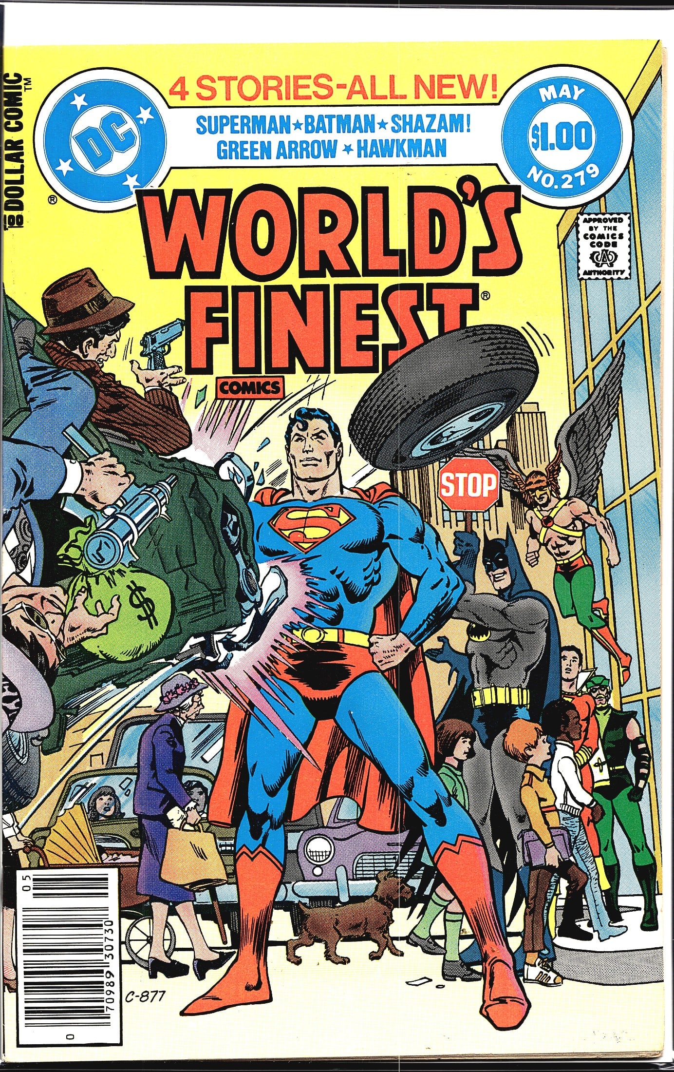 DC World's Finest Comics #279 May 1982 Superman: World's Finest Comics #279, published by DC Comics, cover dated May 1982, priced at $1.00 as part of DC's Dollar Comic line. This issue features four all-new stories spotlighting Superman, Batman,