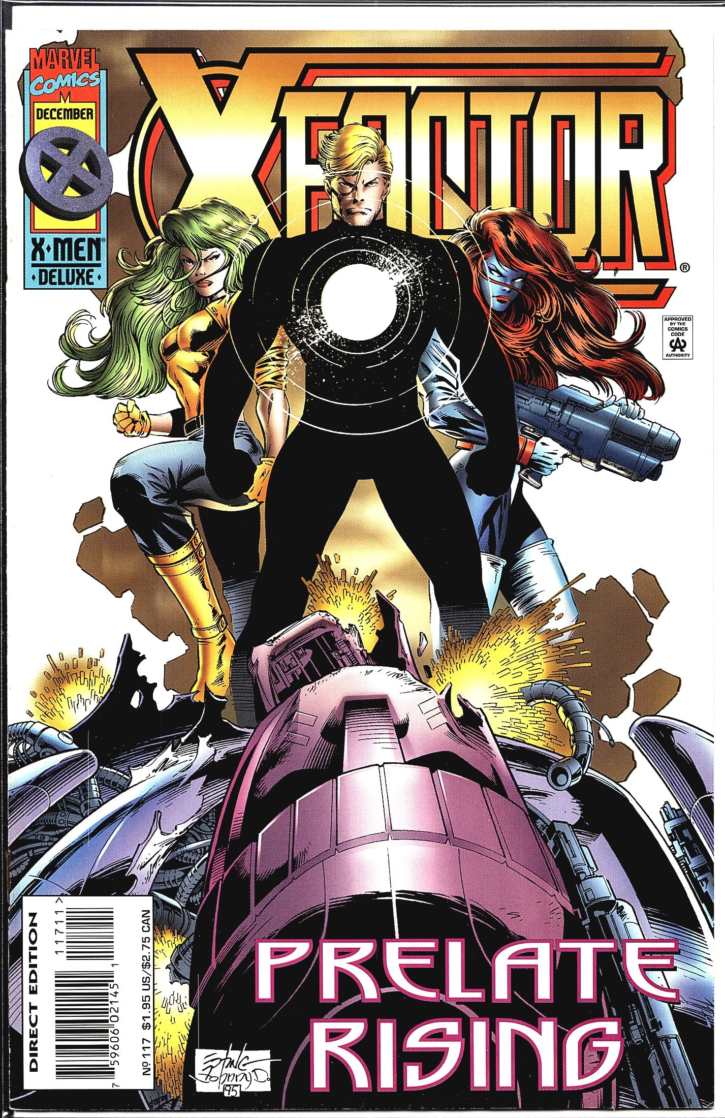 1995 Marvel Comics X-Factor #117 Comic Book: X-Factor #117 published by Marvel Comics, cover dated December 1995, part of the X-Men Deluxe line. This issue features the story arc titled 'Prelate Rising' as printed on the cover. The cover art sho