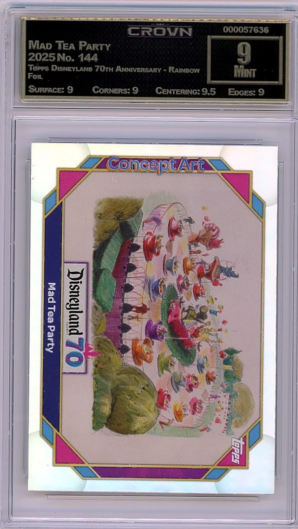 2025 Mad Tea Party Topps Disneyland 70th: Graded by Crown Grading. Grade: 9.00. Mint