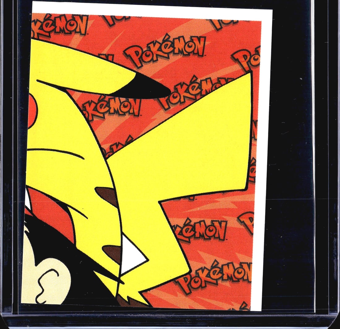 1999 Merlin Topps Pokemon Sticker Collection: This is sticker #152 from the 1999 Merlin Collections Pokemon sticker series, an officially licensed Nintendo product. The front features a bold, close-up graphic of Pikachu set against a vibrant red