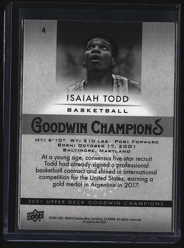 2021 Upper Deck Goodwin Champions Isaiah Todd #4 - 2
