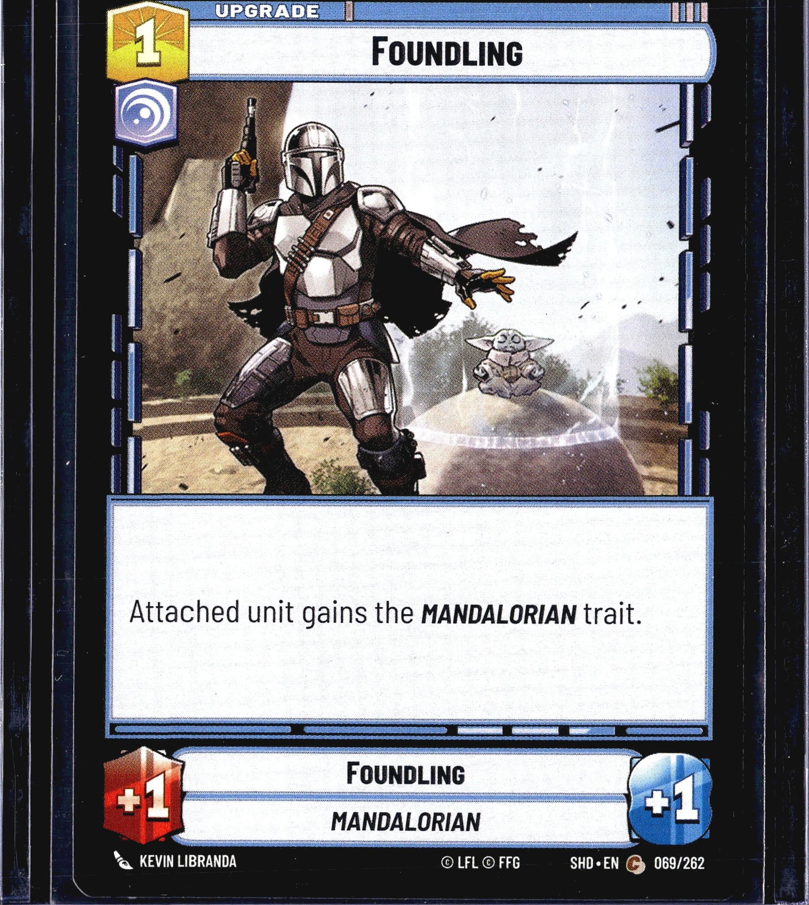 2024 Fantasy Flight Games Star Wars Unlimited: This is Foundling (069/262), an Upgrade card from the Star Wars Unlimited trading card game set Shadows of the Galaxy (SHD). The card costs 1 resource to play and grants the attached unit the