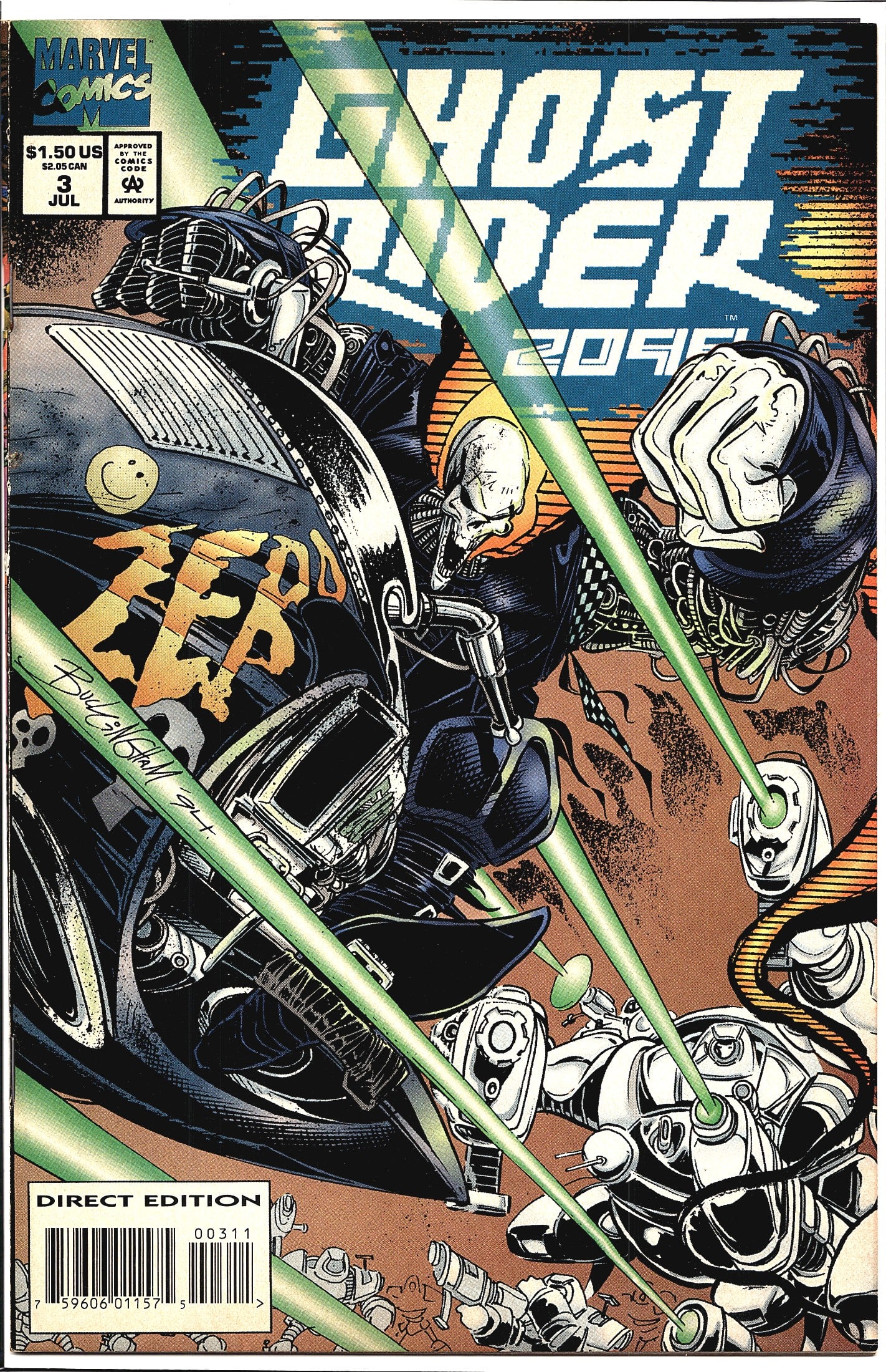 Ghost Rider 2099 #3 (Jul 1994) Marvel Comics: Ghost Rider 2099 #3, published by Marvel Comics, cover dated July 1994. This is the Direct Edition, priced at $1.50 US / $2.05 CAN, and carries the Comics Code Authority stamp. The cover features the 