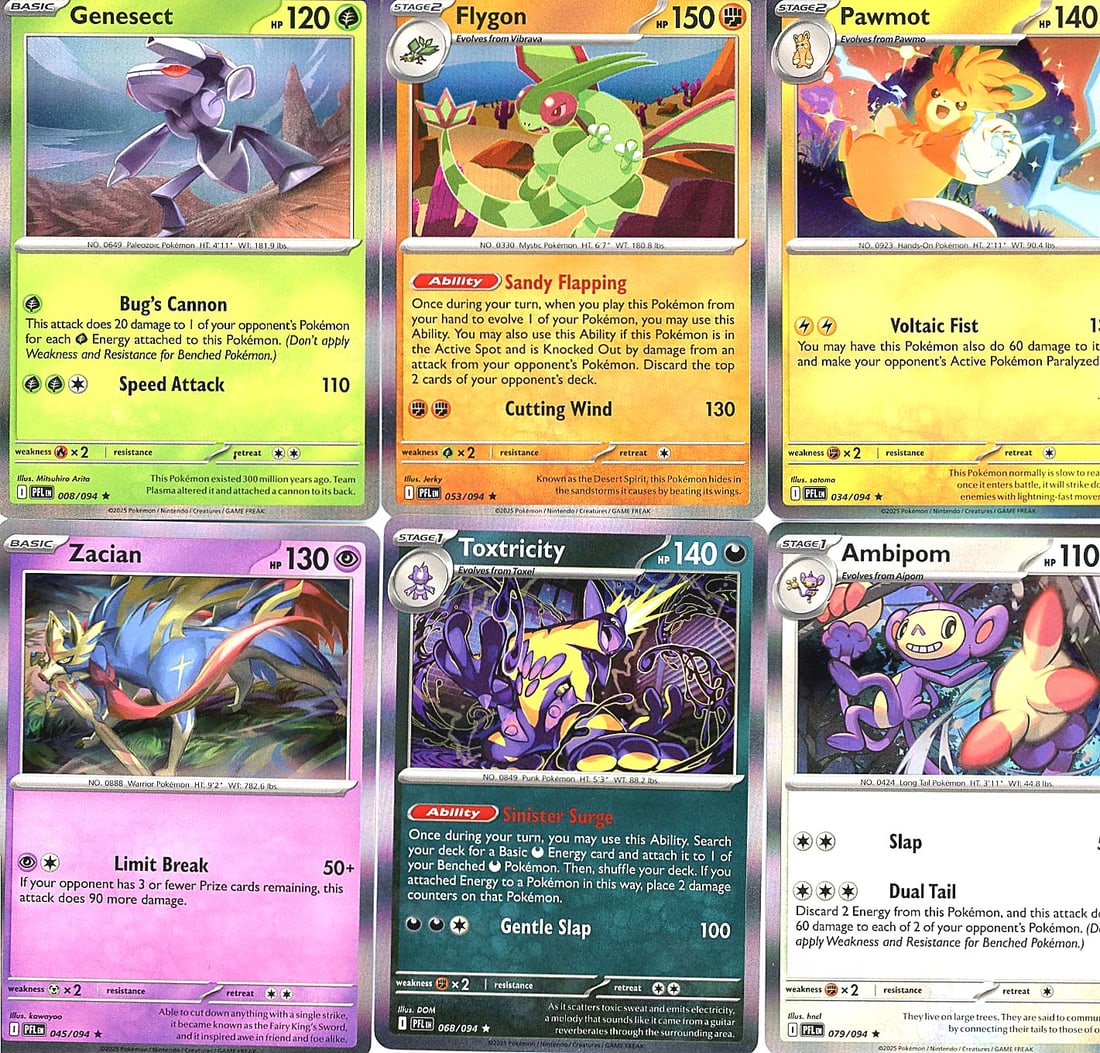 Pokemon Scarlet & Violet Cards Lot - Multiple: This lot contains six Pokemon cards from The Pokemon Company's Scarlet & Violet set, featuring card numbers 0659, 0180, 0921, 0688, 0849, and 0149. These modern era cards represent the latest