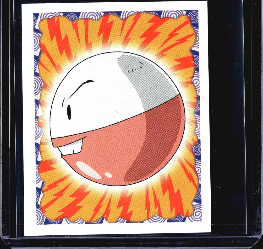 1999 Merlin Topps Pokemon Series 1 #101: This is a 1999 Merlin Collections Pokemon sticker numbered 101, featuring Electrode - the Ball Pokemon - depicted in a dynamic action pose surrounded by lightning bolt effects and an orange energy