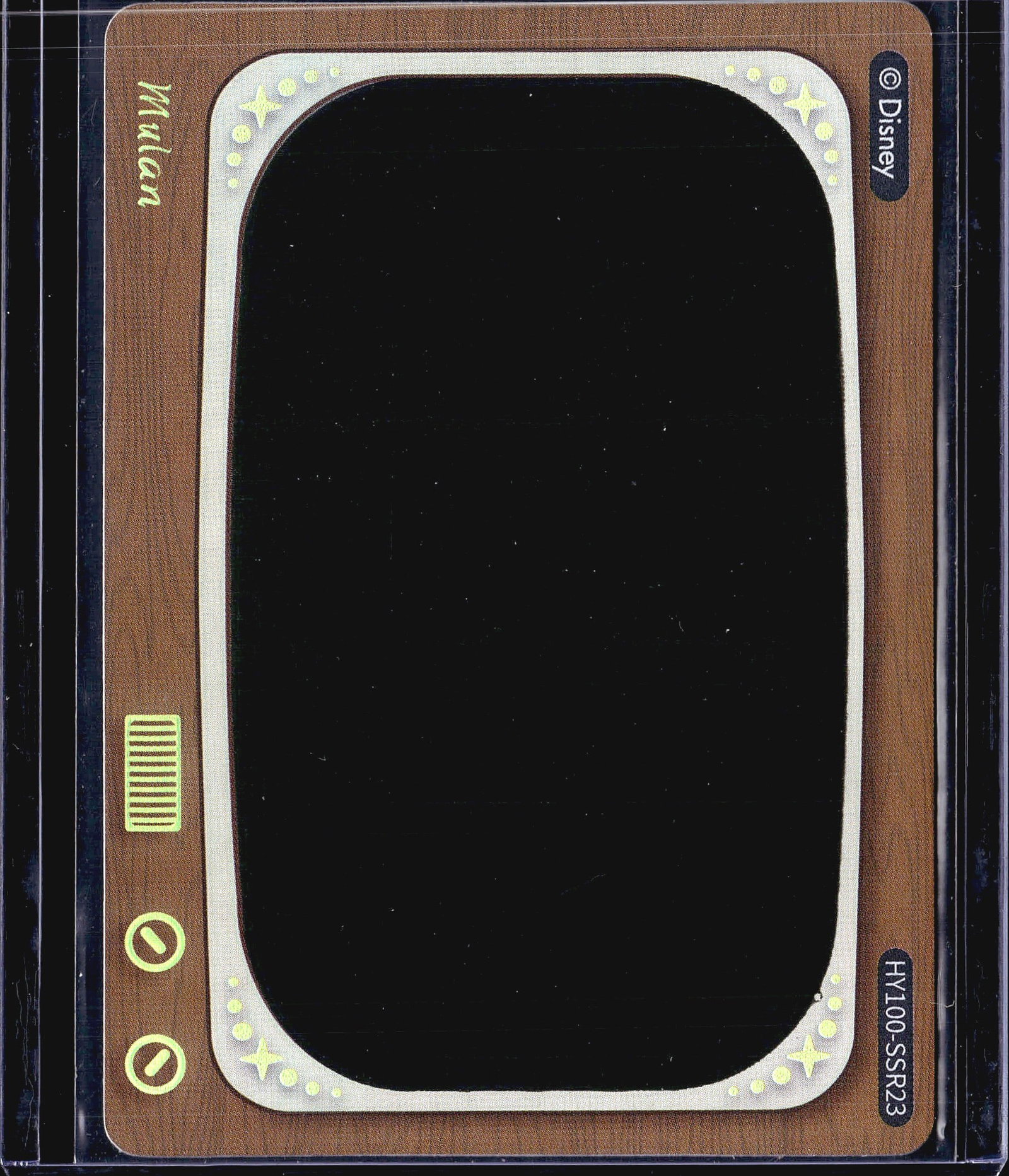 2023 Cardfun Disney 100 Heat Reveal Movie Scenes: This is a Disney 100 Heat Activated Movie Scene card featuring Mulan, produced by Card Fun. The card number is HY100-SSR23 and carries the official Disney copyright. The card is designed to resemble