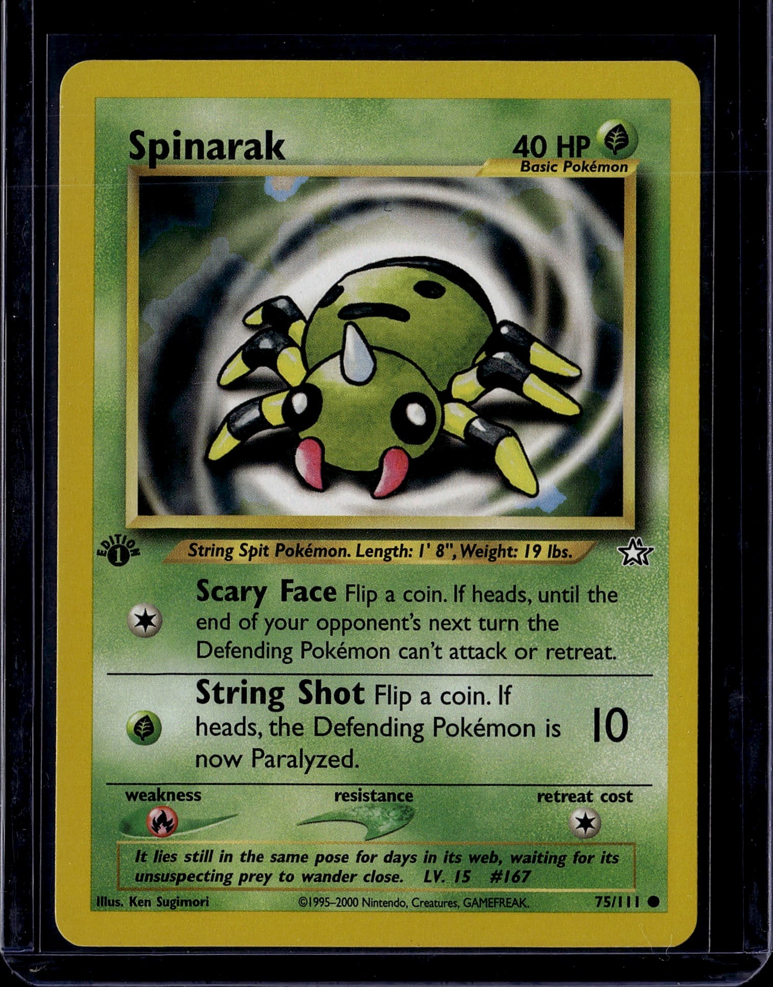 Spinarak 75/111 Base Set 2000 Pokemon Card (1 of 1)