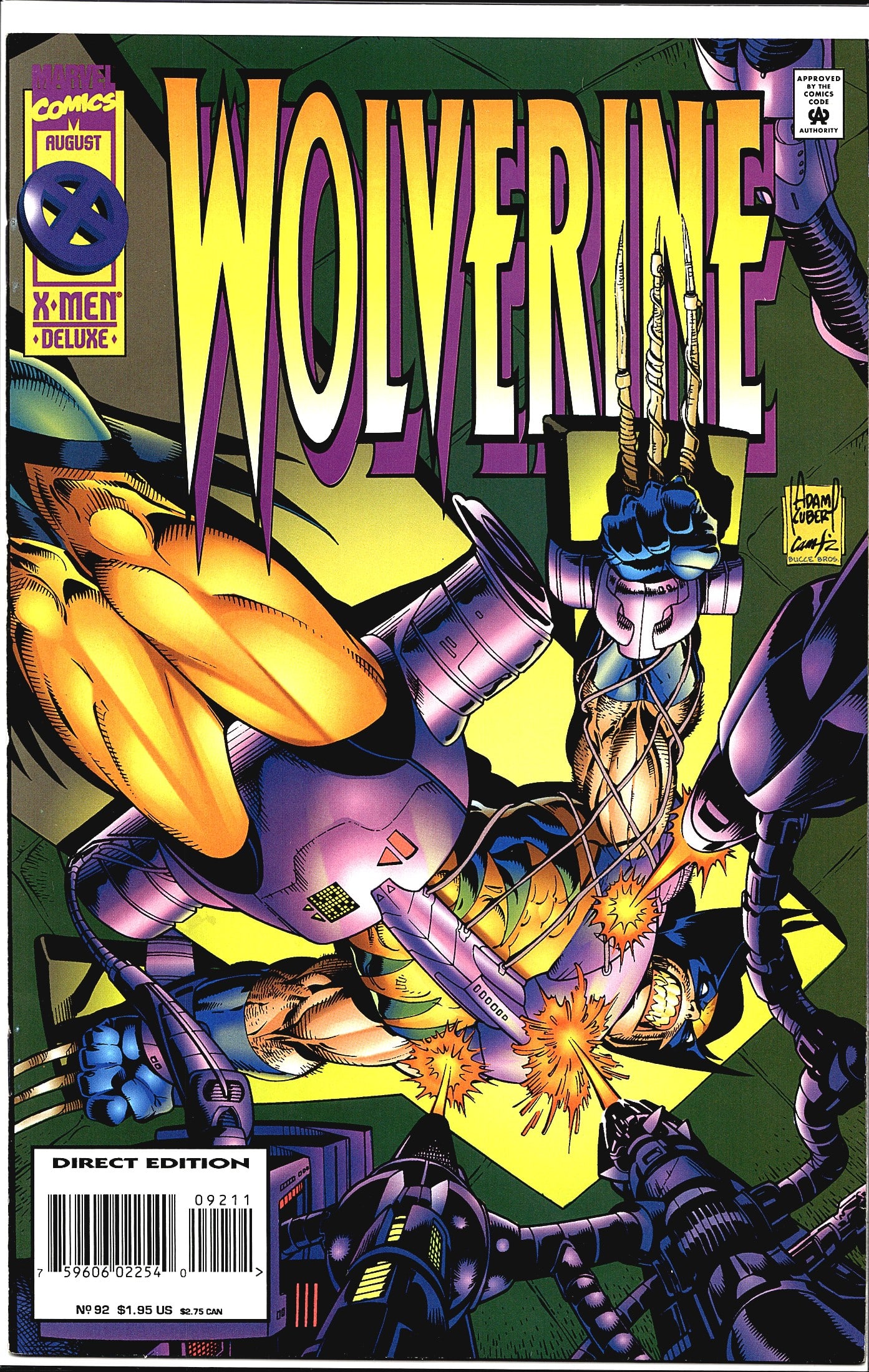 1995 Marvel Comics Wolverine Vol. 2 #92 Comic: Wolverine #92 published by Marvel Comics, cover dated August 1995. This issue is part of the X-Men Deluxe line and is the Direct Edition, as indicated by the barcode box on the lower left of the