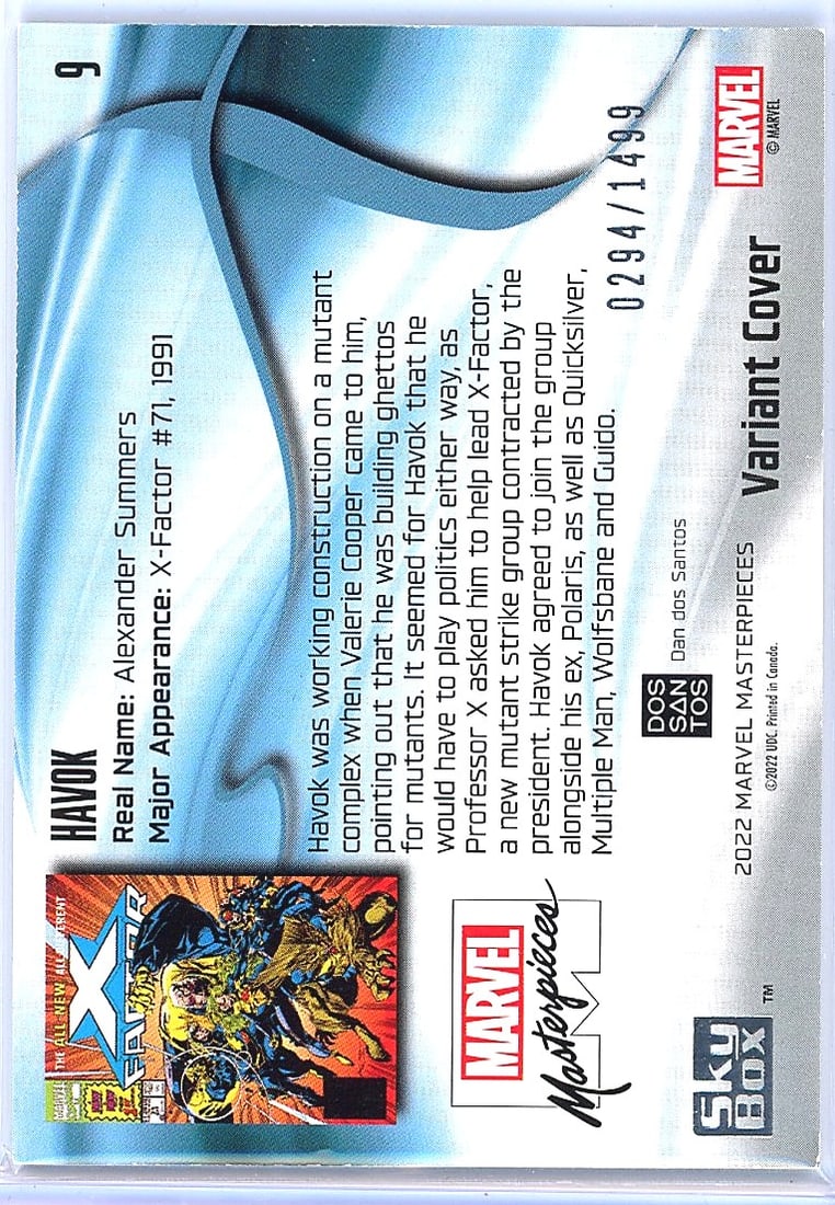 2022 Upper Deck Skybox Marvel Masterpieces Havok - 2