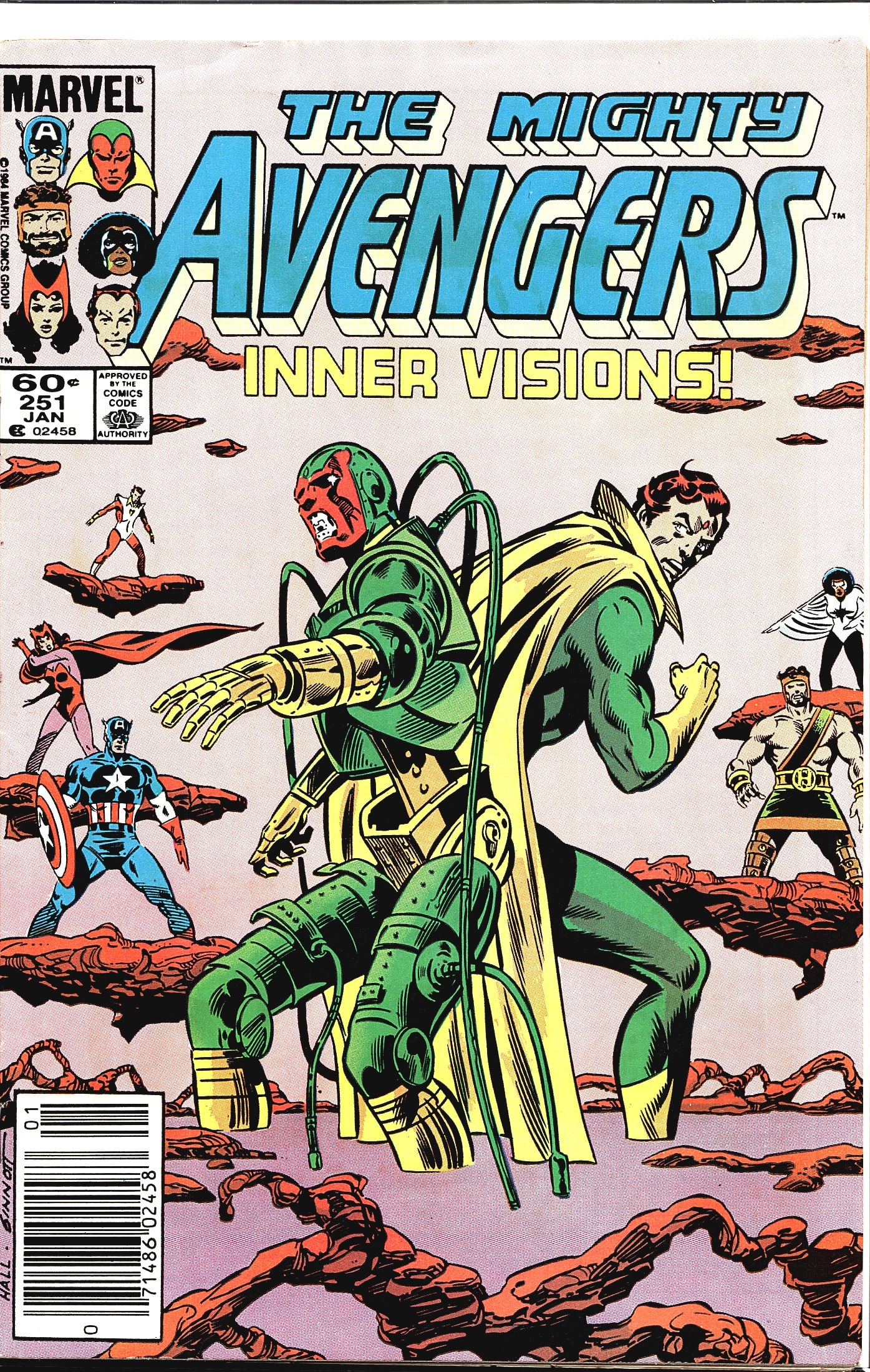 Marvel The Avengers 1985 #251 Comic Book The: This is The Mighty Avengers #251 published by Marvel Comics, cover-dated January 1985, priced at 60 cents. The issue is subtitled 'Inner Visions!' and features prominent cover art depicting the Vision