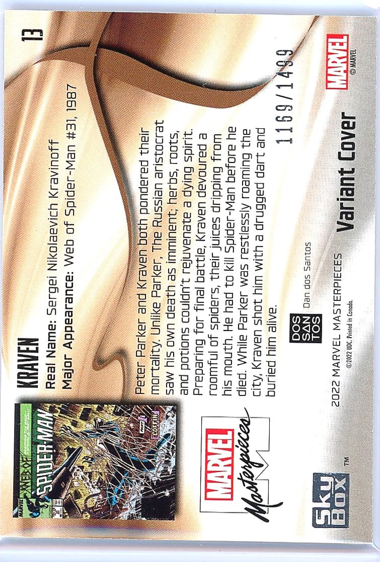 2022 Upper Deck Marvel Masterpieces Kraven #13 - 2