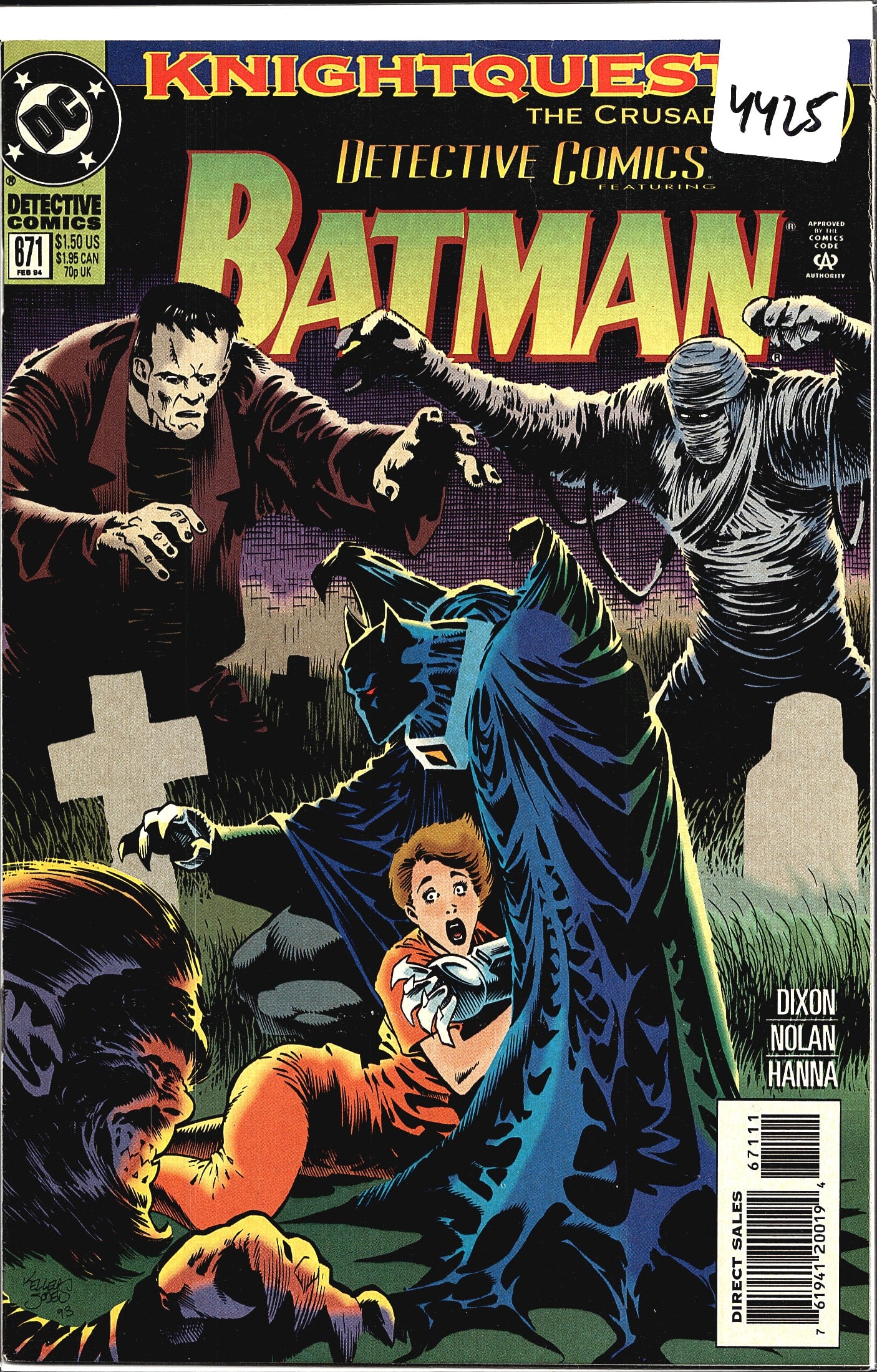 Batman Detective Comics 671 1994 DC Comics Comic: Detective Comics #671 featuring Batman, published by DC Comics in February 1994, priced at $1.50 US / $1.95 CAN / 70p UK. This issue is part of the 'Knightquest: The Crusade' storyline, a chapter in t