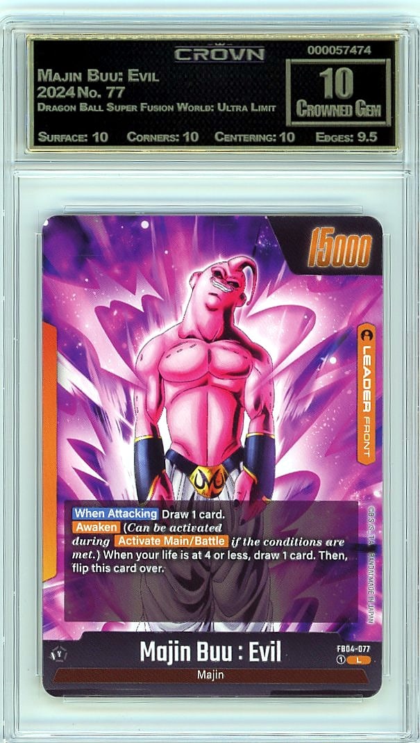 2024 Majin Buu: Evil Dragon Ball Super Fusion: This is a 2024 Majin Buu: Evil card from the Dragon Ball Super Fusion World: Ultra Limit set, card number 77. A stunning piece from one of the most anticipated trading card releases, this card