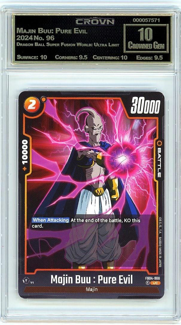 2024 Majin Buu: Pure Evil Dragon Ball Super: This is a 2024 Majin Buu: Pure Evil trading card from the Dragon Ball Super Fusion World: Ultra Limit set, card number 96. It represents a key character from the Dragon Ball franchise captured in