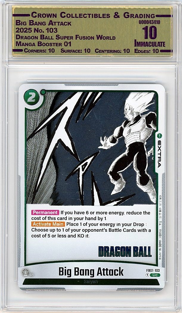 2025 Big Bang Attack Dragon Ball Super Fusion: This is a 2025 Big Bang Attack card from the Dragon Ball Super Fusion World Manga Booster 01 set, card number 103. It represents a key pull from one of the most sought-after Dragon Ball TCG releases, 