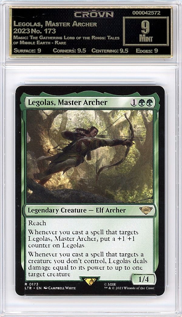 2023 Legolas, Master Archer Magic: The Gathering: Graded by Crown Grading. Grade: 9.00. Mint