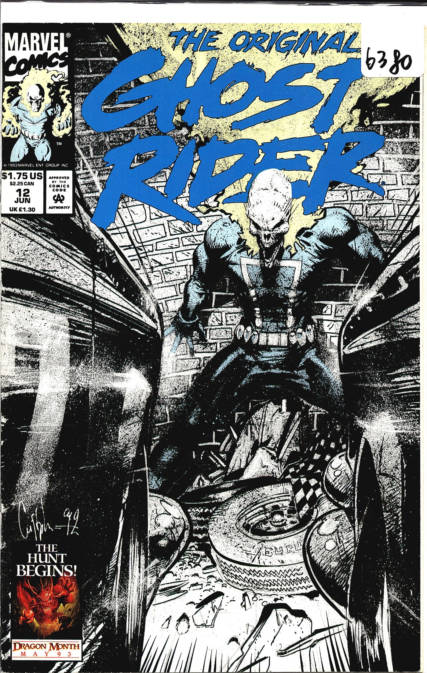 1993 Marvel Comics Ghost Rider Original Series: This is issue #12 of Marvel Comics' The Original Ghost Rider series, published in June 1993. The cover price is $1.75 US / $2.25 CAN / 1.30 UK, placing it firmly in Marvel's early 1990s catalog. The c